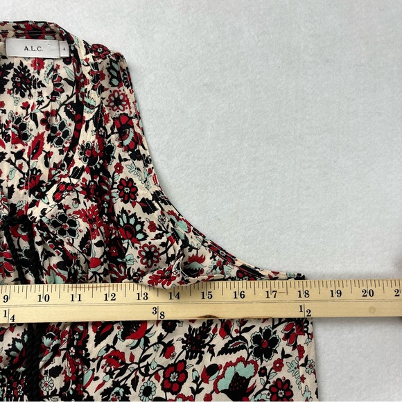 A.L.C. Womens Floral Silk Blouse Top Sleeveless Size 4 NWOT Back Pleat - Picture 5 of 9